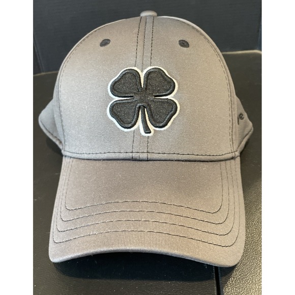 Black Clover Hat Live Lucky S/M Memory Fit Baseball Golf Gray Black Preppy - Picture 1 of 7